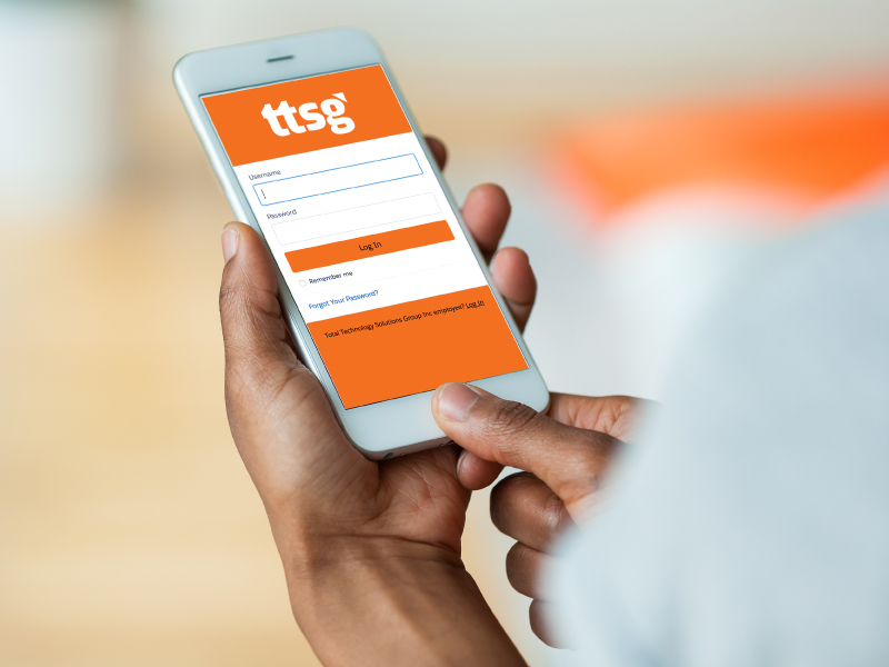 TTSG Customer Support Login Screen on Smartphone